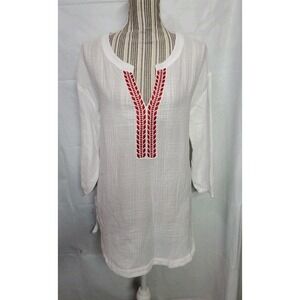 Universal Thread Goods Co. top Tunic Long sleeve crinkle 100% cotton Sz S White